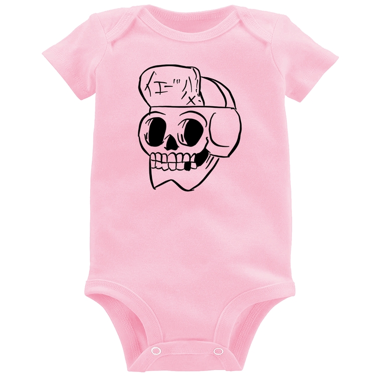 Body Bebê Skull Skeleton - Rosa Bebê
