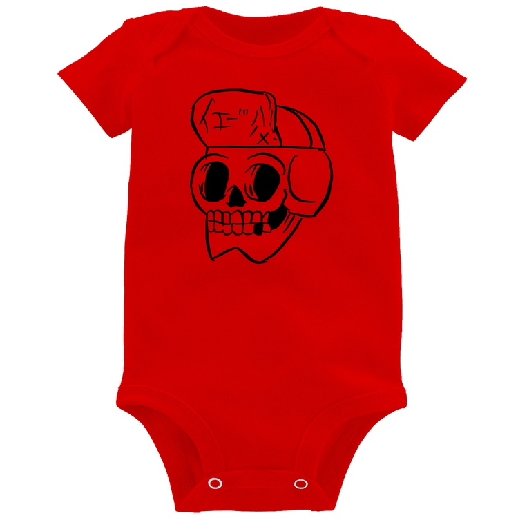 Body Bebê Skull Skeleton - Vermelho