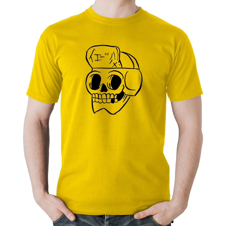 Camiseta Algodão Skull Skeleton - Amarela