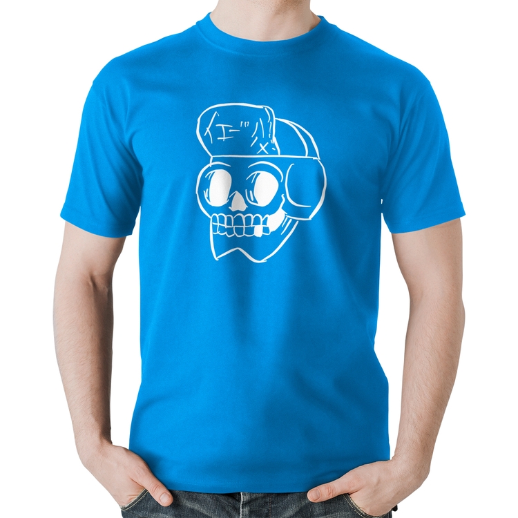 Camiseta Algodão Skull Skeleton - Azul