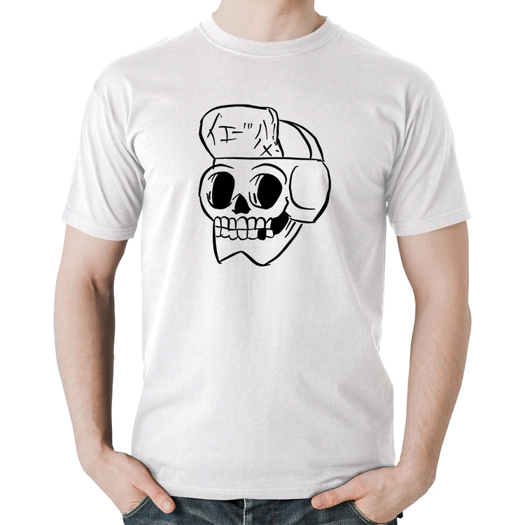 Camiseta Algodão Skull Skeleton - Branca