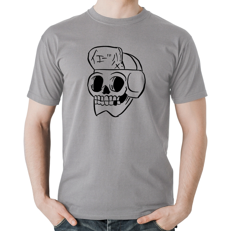 Camiseta Algodão Skull Skeleton - Cinza