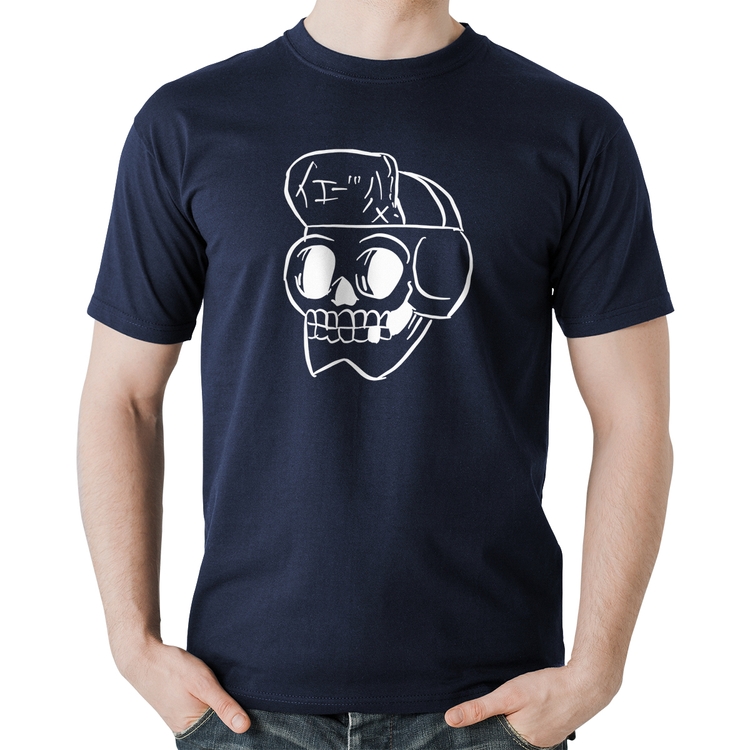 Camiseta Algodão Skull Skeleton - Marinho