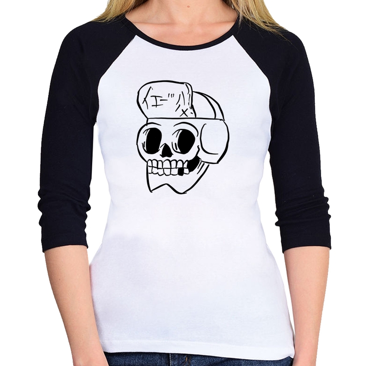 Baby Look Raglan Skull Skeleton Manga 3/4