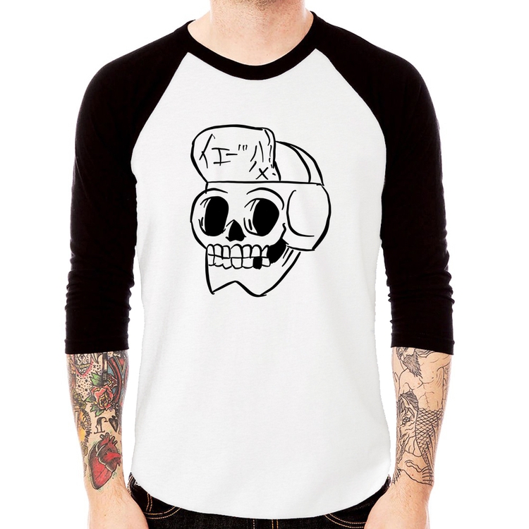 Camiseta Raglan Skull Skeleton Manga 3/4