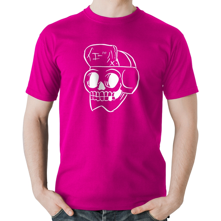 Camiseta Algodão Skull Skeleton - Rosa