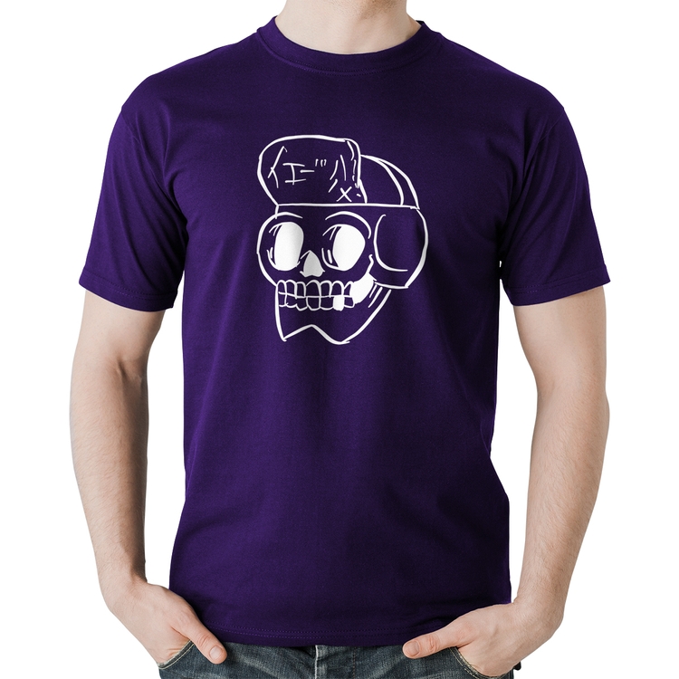 Camiseta Algodão Skull Skeleton - Roxa