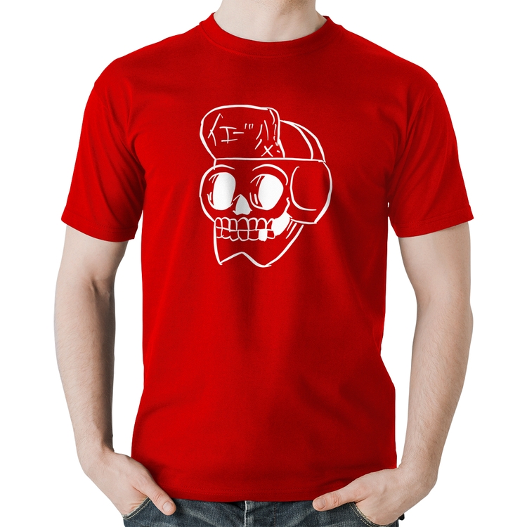 Camiseta Algodão Skull Skeleton - Vermelha