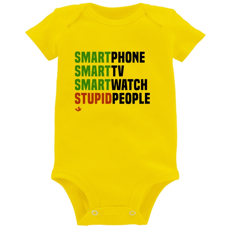 Body Bebê Smart Things, Stupid People - Amarelo