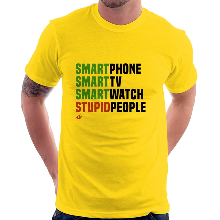 Camiseta Smart Things, Stupid People - Amarela