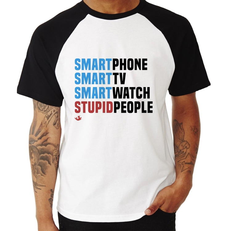 Camiseta Raglan Smart Things, Stupid People