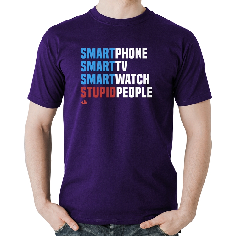 Camiseta Algodão Smart Things, Stupid People - Roxa