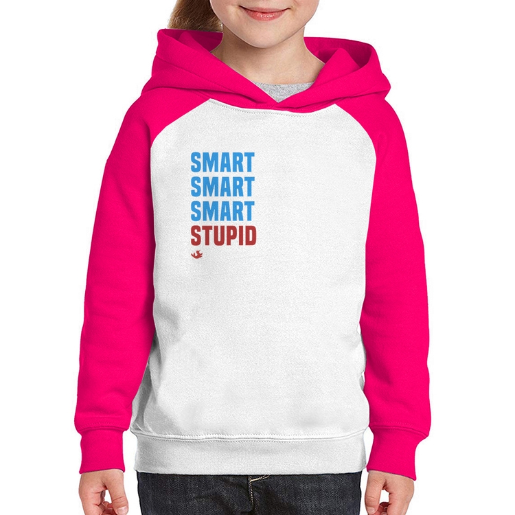Moletom Infantil Smart Things, Stupid People - Branco/Rosa