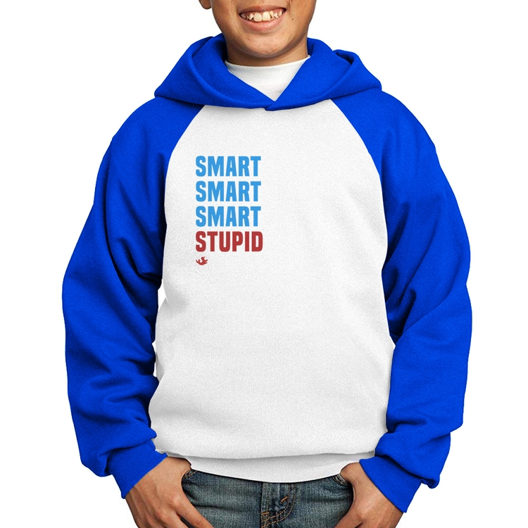 Moletom Infantil Smart Things, Stupid People - Branco/Azul
