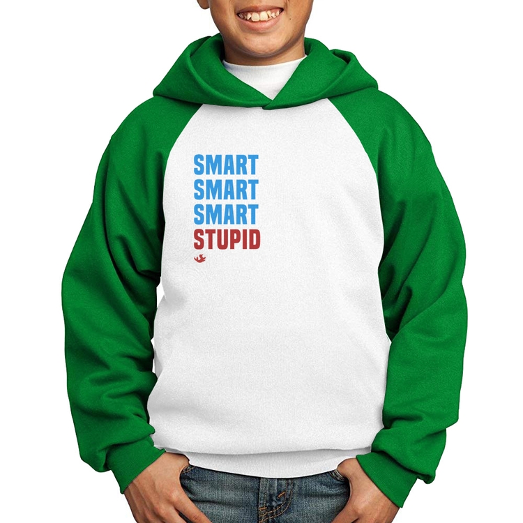 Moletom Infantil Smart Things, Stupid People - Branco/Verde