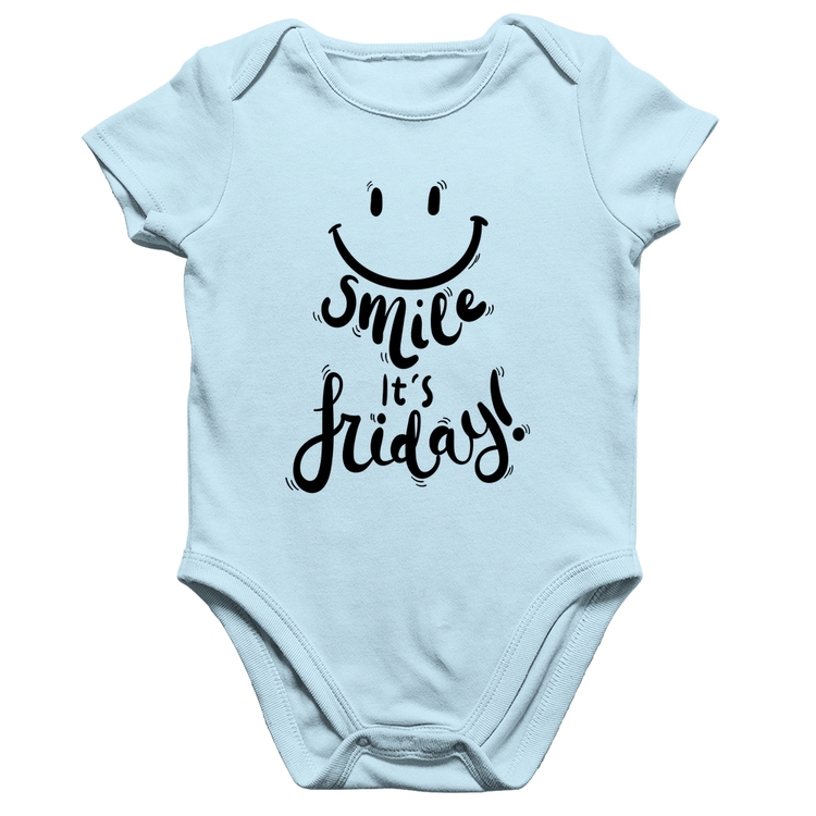 Body Bebê Algodão Smile, It's Friday! - Azul Bebê