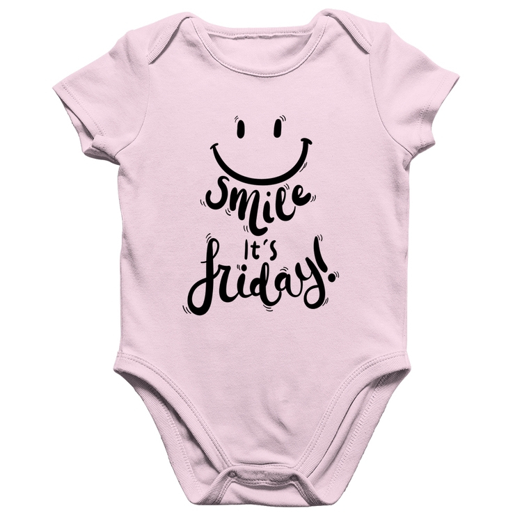 Body Bebê Algodão Smile, It's Friday! - Rosa Bebê