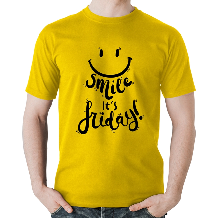 Camiseta Algodão Smile, It's Friday! - Amarela