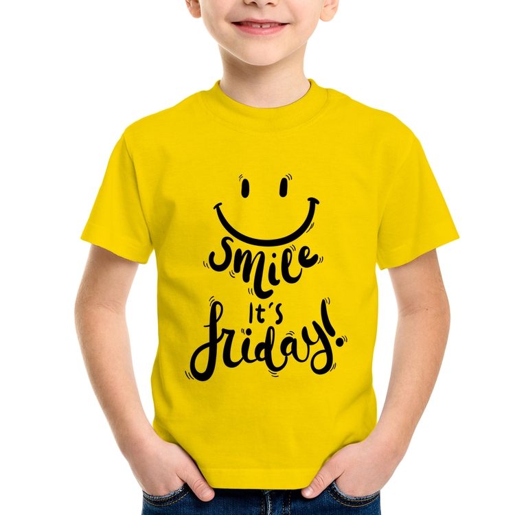 Camiseta Infantil Smile, It's Friday! - Amarela