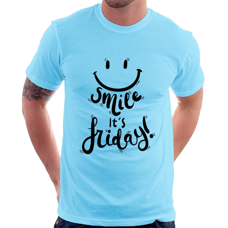 Camiseta Smile, It's Friday! - Azul Bebê