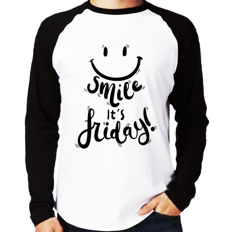 Camiseta Raglan Smile, It's Friday! Manga Longa