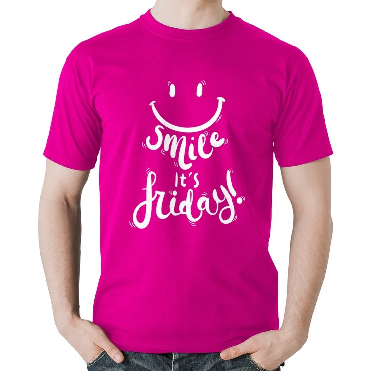 Camiseta Algodão Smile, It's Friday! - Rosa