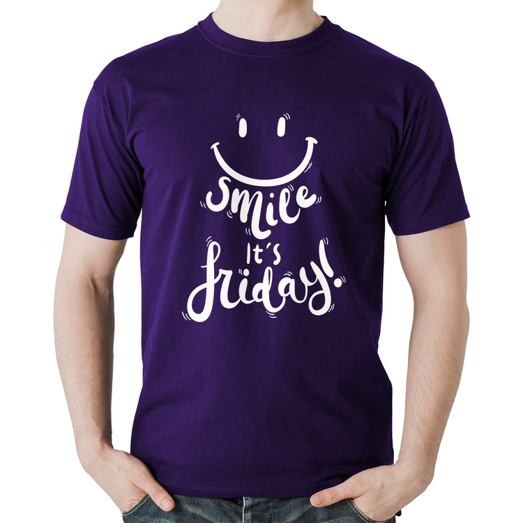 Camiseta Algodão Smile, It's Friday! - Roxa