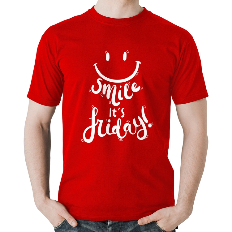 Camiseta Algodão Smile, It's Friday! - Vermelha