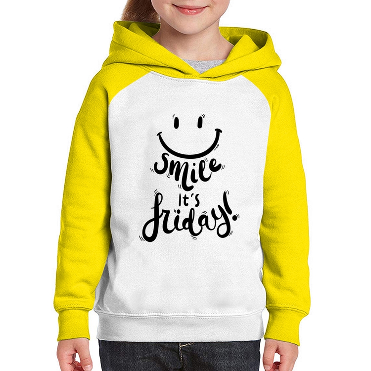 Moletom Infantil Smile, It's Friday! - Branco/Amarelo