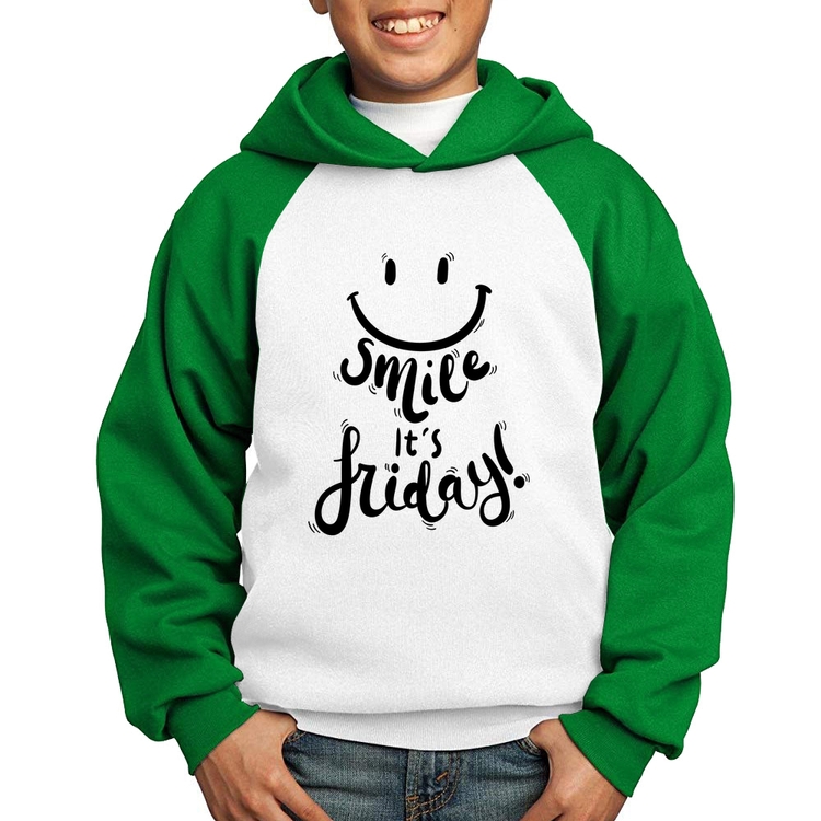 Moletom Infantil Smile, It's Friday! - Branco/Verde