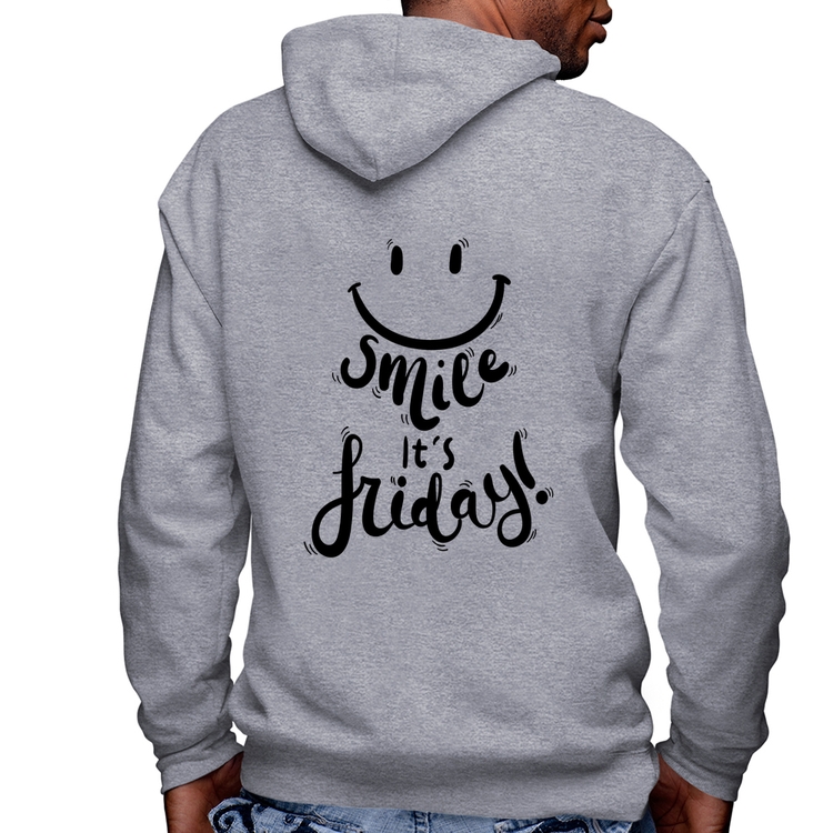 Blusa Moletom Smile, It's Friday! Masculina com Capuz e Zíper - Mescla