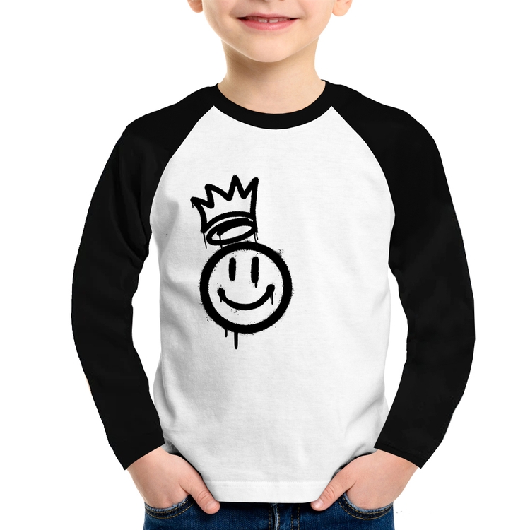 Camiseta Raglan Infantil Smile Kingdom Manga Longa