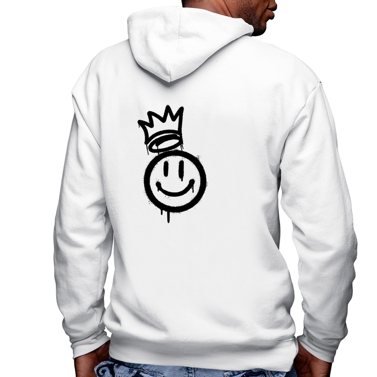 Blusa Moletom Smile Kingdom Masculina com Capuz e Zíper - Branca