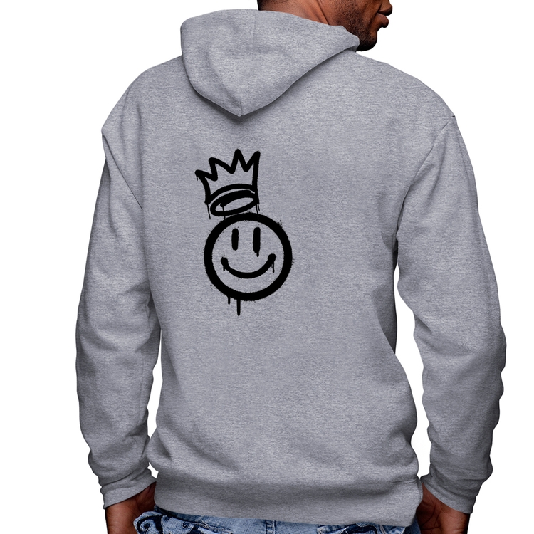 Blusa Moletom Smile Kingdom Masculina com Capuz e Zíper - Mescla