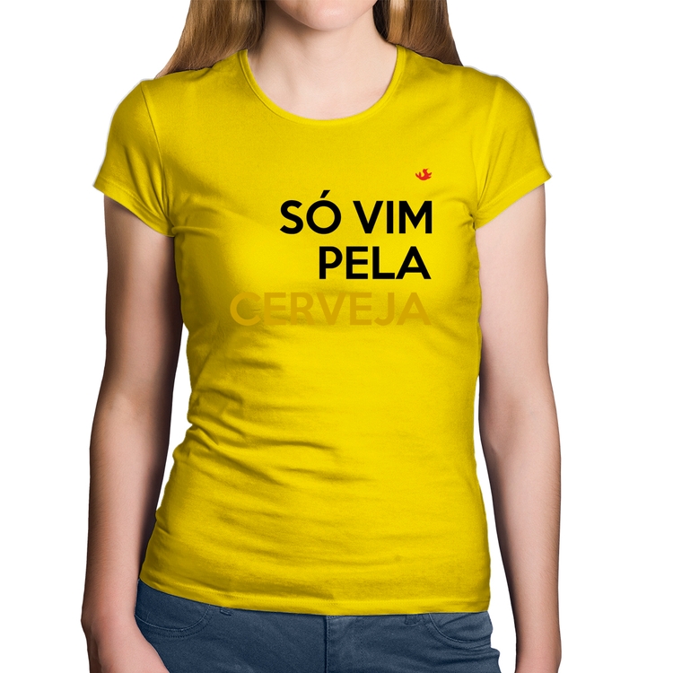 Baby Look Algodão Só vim pela cerveja - Amarela
