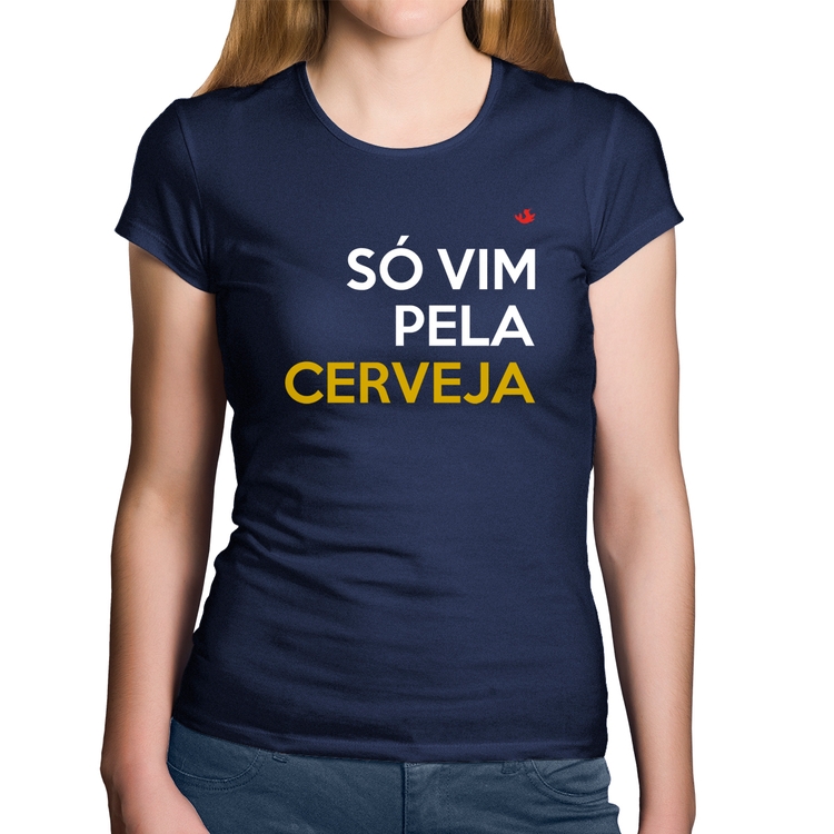 Baby Look Algodão Só vim pela cerveja - Marinho