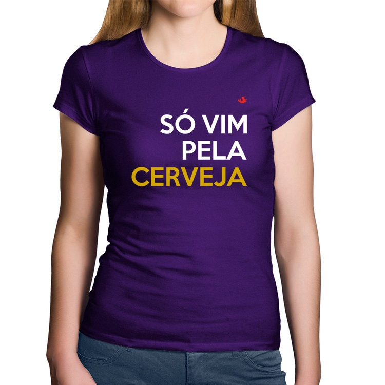 Baby Look Algodão Só vim pela cerveja - Roxa