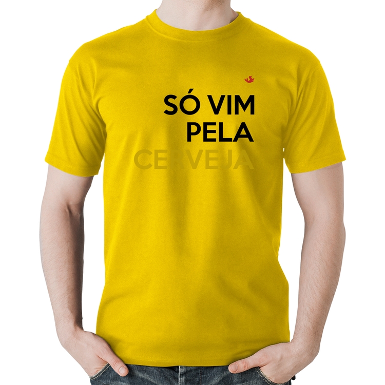 Camiseta Algodão Só vim pela cerveja - Amarela