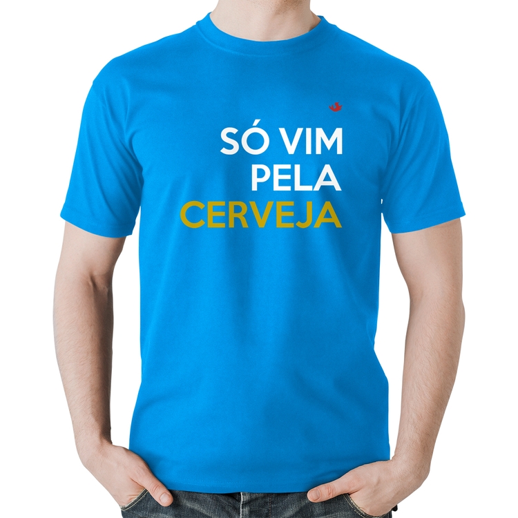 Camiseta Algodão Só vim pela cerveja - Azul
