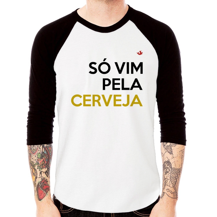 Camiseta Raglan Só vim pela cerveja Manga 3/4