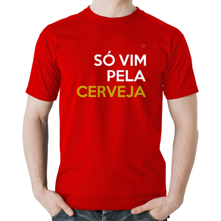 Camiseta Algodão Só vim pela cerveja - Vermelha