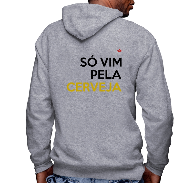 Blusa Moletom Só vim pela cerveja Masculina com Capuz e Zíper - Mescla