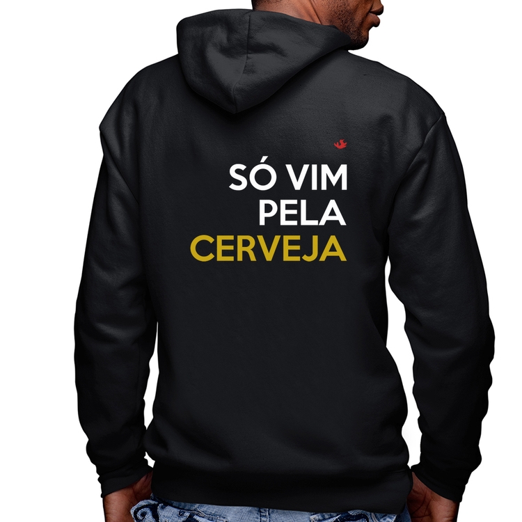 Blusa Moletom Só vim pela cerveja Masculina com Capuz e Zíper