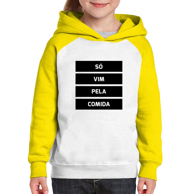 Moletom Infantil Só vim pela comida - Branco/Amarelo