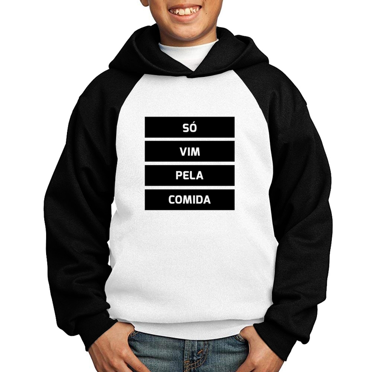 Moletom Infantil Só vim pela comida - Branco/Preto