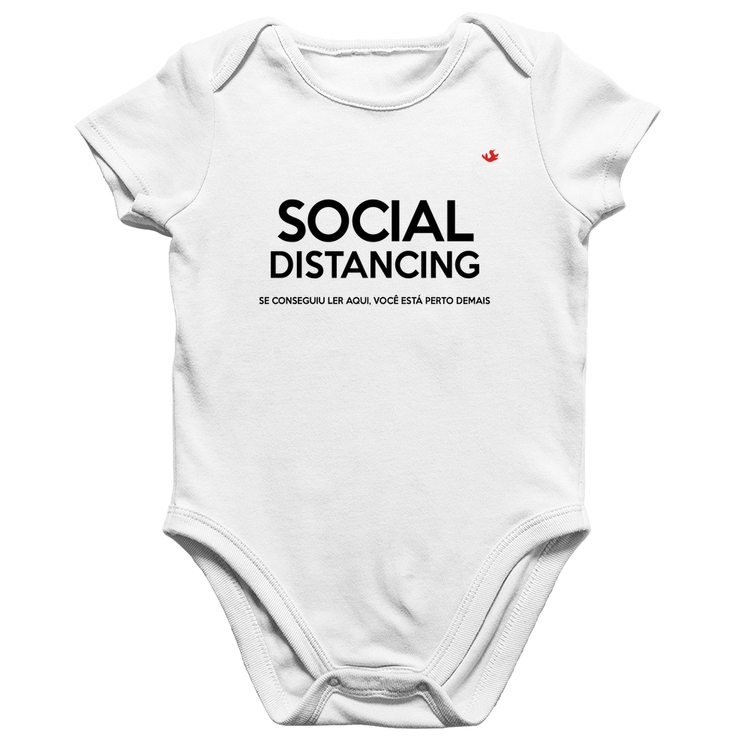 Body Bebê Algodão Social Distancing - Branco