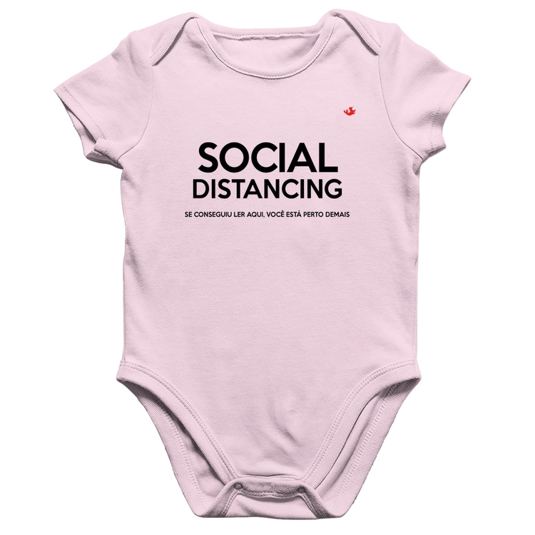 Body Bebê Algodão Social Distancing - Rosa Bebê