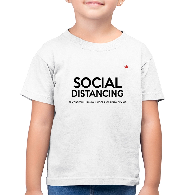 Camiseta Algodão Infantil Social Distancing - Branca