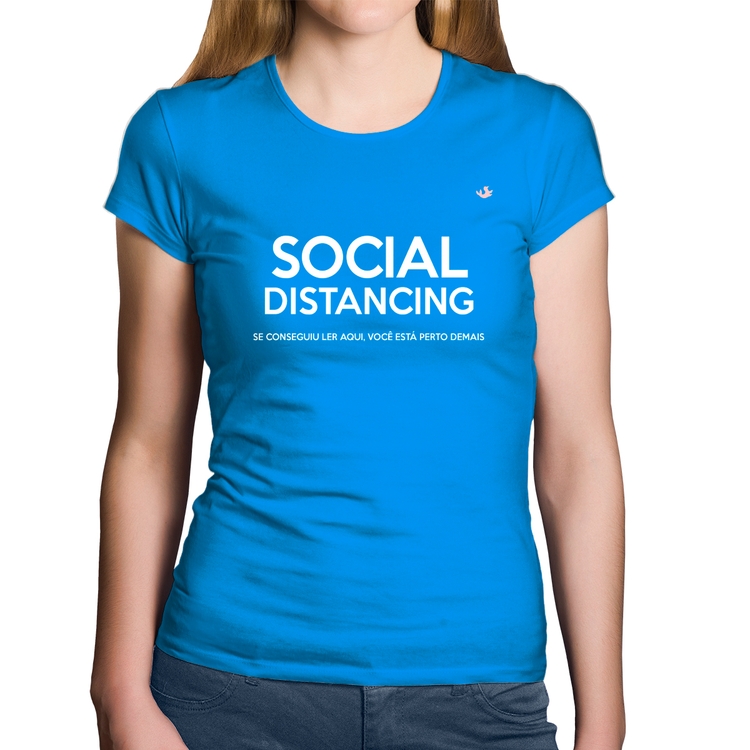 Baby Look Algodão Social Distancing - Azul