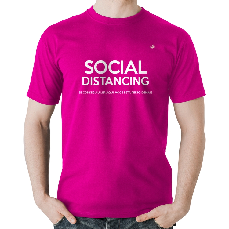 Camiseta Algodão Social Distancing - Rosa